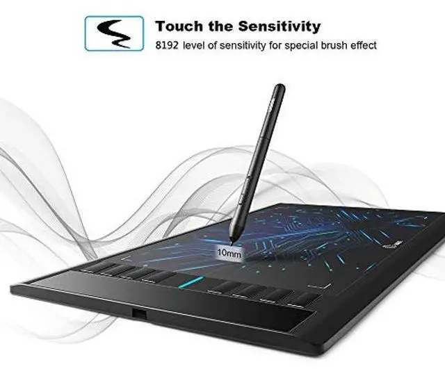 Alt view image 3 of 5 - UGEE M708 Drawing Tablet,10 x 6 inch Digital Graphics Tablet with Battery-Free Stylus,8 Hot Keys Compatible with Windows MacBook Chromebook,Prefect for Artist,Designer,Beginner Online Teaching