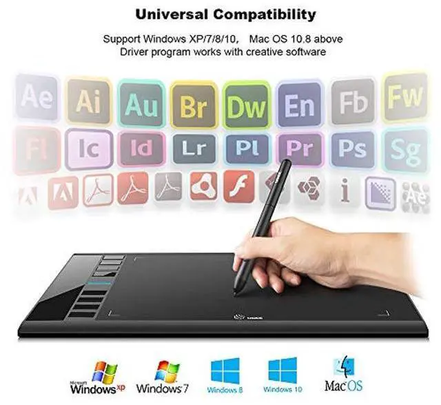Alt view image 5 of 5 - UGEE M708 Drawing Tablet,10 x 6 inch Digital Graphics Tablet with Battery-Free Stylus,8 Hot Keys Compatible with Windows MacBook Chromebook,Prefect for Artist,Designer,Beginner Online Teaching