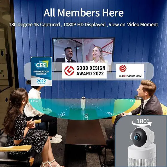 Alt view image 2 of 5 - KanDao Meeting S - 180deg Standalone Video Conferencing Camera, Microphone & Speaker Video Audio 4-in-one Meeting Camera, AI Smart Framing & Tracking, Hybrid Meeting Room Conference System, Zooming