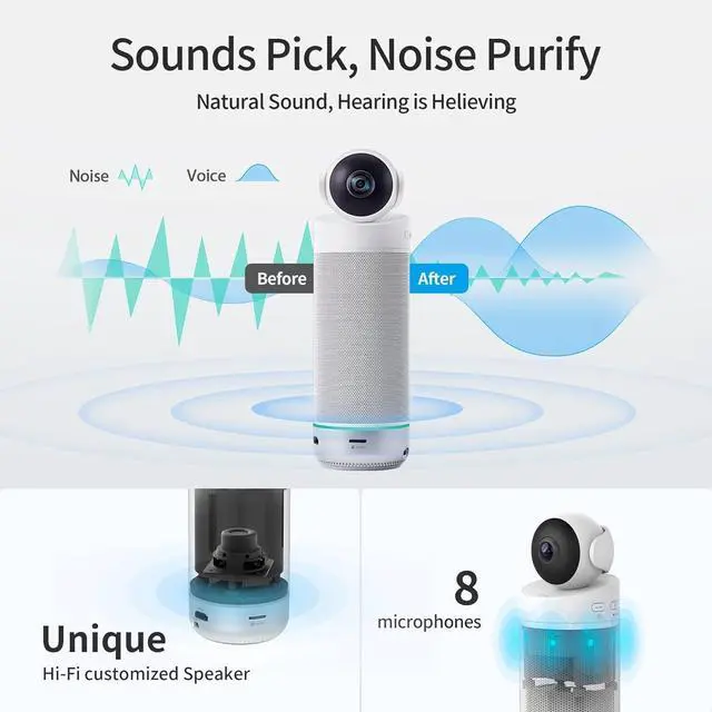 Alt view image 5 of 5 - KanDao Meeting S - 180deg Standalone Video Conferencing Camera, Microphone & Speaker Video Audio 4-in-one Meeting Camera, AI Smart Framing & Tracking, Hybrid Meeting Room Conference System, Zooming