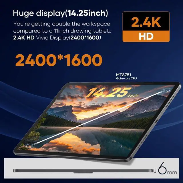Alt view image 3 of 5 - UGEE UT3 Fun Drawing Pad with Screen, 14.25inch 2.4K Drawing Display, 4096 Lever Pen Sensitivity, Ergonomic Pen Stylus, Outdoor Drawing Pad Screen No PC Needed,Perfect for Student,Artist,Designer