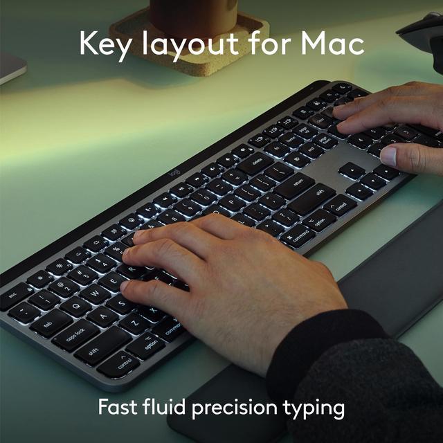 Alt view image 2 of 5 - Logitech MX Keys S for Mac, Wireless Keyboard, Fluid, Precise Laptop-Like Typing, Programmable Keys, Backlit, Bluetooth USB C Rechargeable for MacBook Pro, MacBook Air, iMac, iPad - Space Grey