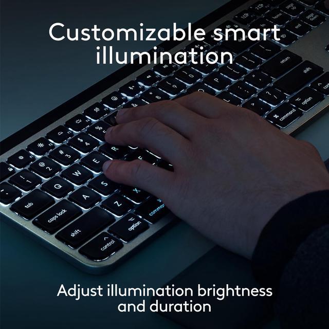 Alt view image 3 of 5 - Logitech MX Keys S for Mac, Wireless Keyboard, Fluid, Precise Laptop-Like Typing, Programmable Keys, Backlit, Bluetooth USB C Rechargeable for MacBook Pro, MacBook Air, iMac, iPad - Space Grey