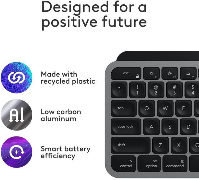 Alt view image 5 of 5 - Logitech MX Keys S for Mac, Wireless Keyboard, Fluid, Precise Laptop-Like Typing, Programmable Keys, Backlit, Bluetooth USB C Rechargeable for MacBook Pro, MacBook Air, iMac, iPad - Space Grey