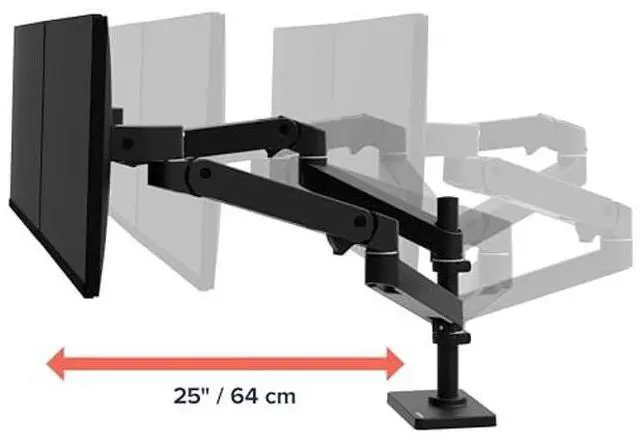 Alt view image 4 of 4 - Ergotron - Upgraded LX Pro Premium Vertical Stacking Dual Monitor Arm, VESA Desk Mount - for 2 Monitors Up to 24 Inches, 4 to 22 lbs Each - Matte Black