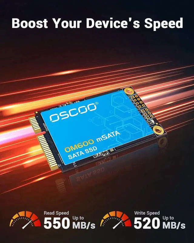 Alt view image 2 of 5 - OM600 mSATA SSD 512GB SATA Rev.3.0, 550MB/s Read, 510MB/s Write, 3D TLC NAND Flash, Compact Design, Trim, NCQ, S.M.A.R.TCompatible with Desktop, All in One, Server, POS Machine, Laptop