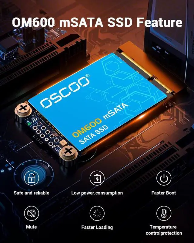 Alt view image 3 of 5 - OM600 mSATA SSD 512GB SATA Rev.3.0, 550MB/s Read, 510MB/s Write, 3D TLC NAND Flash, Compact Design, Trim, NCQ, S.M.A.R.TCompatible with Desktop, All in One, Server, POS Machine, Laptop