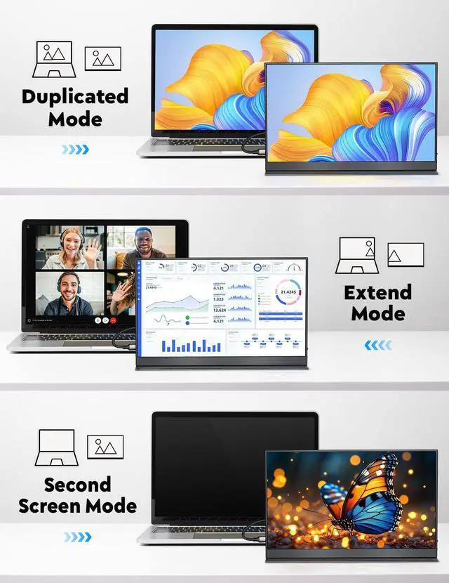 Alt view image 5 of 5 - HONGO 15.6" Portable Monitor with Stand-Laptop Monitor Extender 1080P FHD for USB C hdmi Portable Screen Display Compatible for Windows Mac/Android/Switch/PS5