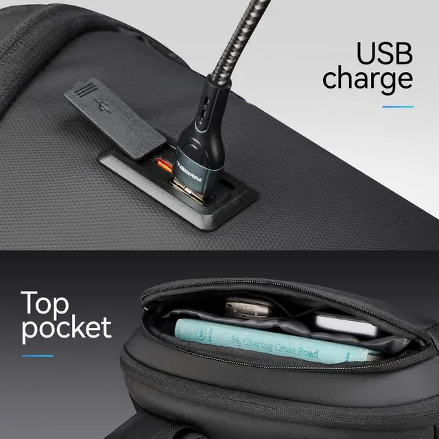 Alt view image 3 of 5 - Anti-Theft Laptop Backpack with USB Charging Port Large Capacity Durable Travel Backpack for Men & Women 28L (Black)