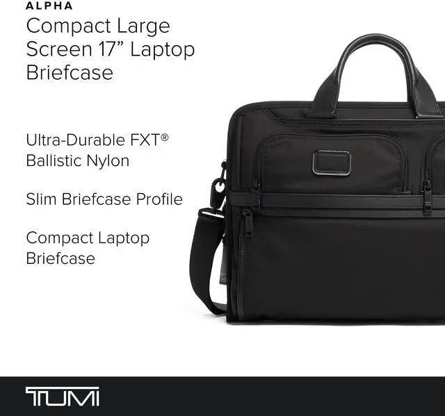 Alt view image 2 of 5 - TUMI - Compact Large Screen Laptop Brief Bag - Professional Briefcase - Fits Up to 17" Laptops & Tablets - Black