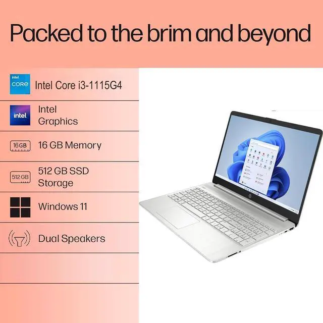 Alt view image 2 of 5 - HP 15 Laptop (15.6" HD Touchscreen, Intel i3-1115G4 (Beat i5-1035G4), 16GB RAM, 512GB SSD) for Home & Student Laptop, 11-Hr Battery Life, Webcam, Numpad, Fast Charge, Win 11 Home in S Mode, Silver