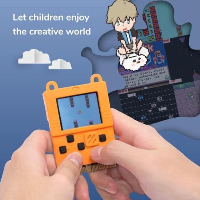 Alt view image 4 of 5 - KittenBot Meowbit Card-Sized Retro Coding Arcade Programmable Handheld Game Console Suitable for STEM Education Compatible Micro:bit Expansion Board for Kids Ages 10+(Orange)