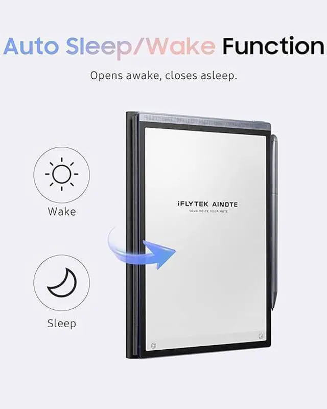 Alt view image 3 of 5 - iflytek AINOTE Air 2 E Ink Tablet 8.2" Protective Folio Case, Premium PU Leather, Slim& Lightweight, Durable Cover with a Pen Clip for Writing Tablet, Water and Dustproof - Blue