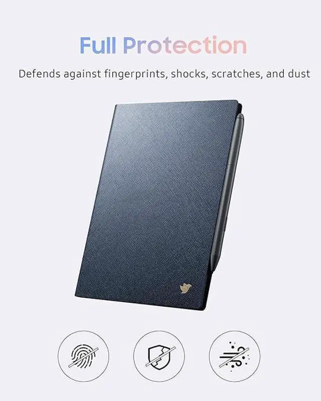 Alt view image 4 of 5 - iflytek AINOTE Air 2 E Ink Tablet 8.2" Protective Folio Case, Premium PU Leather, Slim& Lightweight, Durable Cover with a Pen Clip for Writing Tablet, Water and Dustproof - Blue