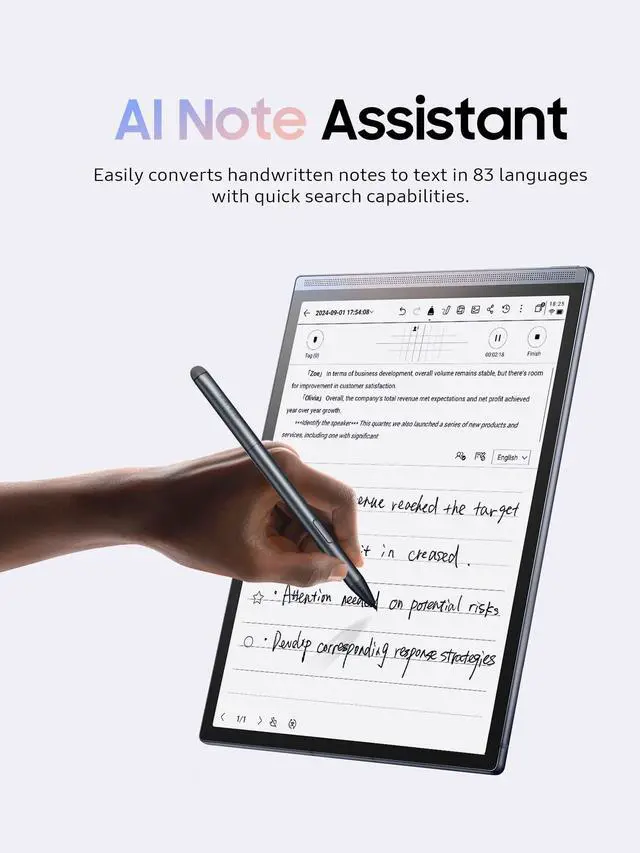 Alt view image 3 of 5 - AINOTE Air 2 Note Taking Tablet, 8.2-inch Writing Tablet,Black Protective Folio Case for iFLYTEK AINOTE Air2, Blue Durable Cover with a Pen Clip for E-Ink Writing Tablet