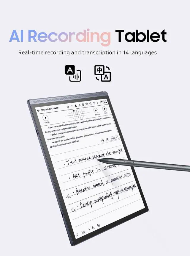 Alt view image 2 of 5 - AINOTE Air 2 Note Taking Tablet, 8.2-inch Writing Tablet,Black Protective Folio Case for iFLYTEK AINOTE Air2, Blue Durable Cover with a Pen Clip for E-Ink Writing Tablet