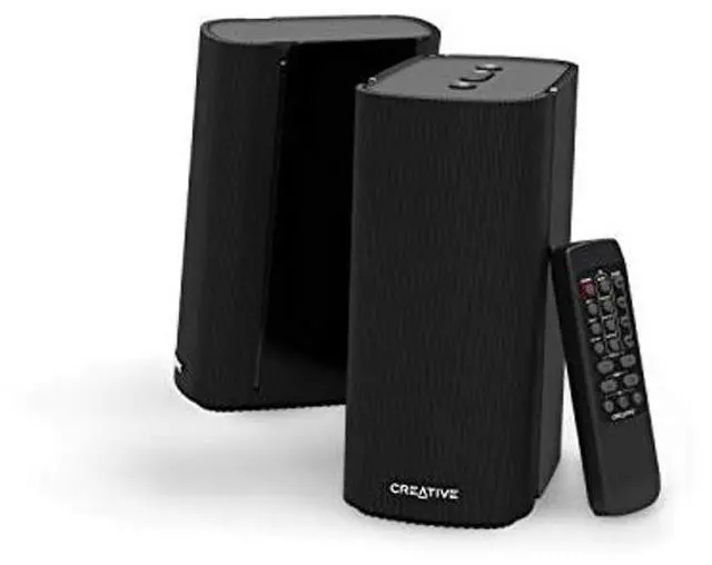 Main image of Creative T100 2.0 Compact Hi-Fi Speakers, up to 80W Peak Power with Bluetooth 5.0, Optical-in, AUX-in, Wide Soundstage and Audio Clarity with Bass Control for Computers and Laptops (Black)