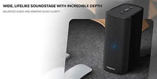 Alt view image 2 of 5 - Creative T100 2.0 Compact Hi-Fi Speakers, up to 80W Peak Power with Bluetooth 5.0, Optical-in, AUX-in, Wide Soundstage and Audio Clarity with Bass Control for Computers and Laptops (Black)