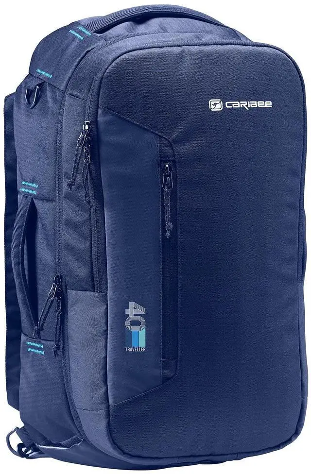 Main image of Caribee Traveller 40L Carry-On laptop Backpack, 56x32x22cm (22x12x9inch) 1.2kg (Navy Blue)