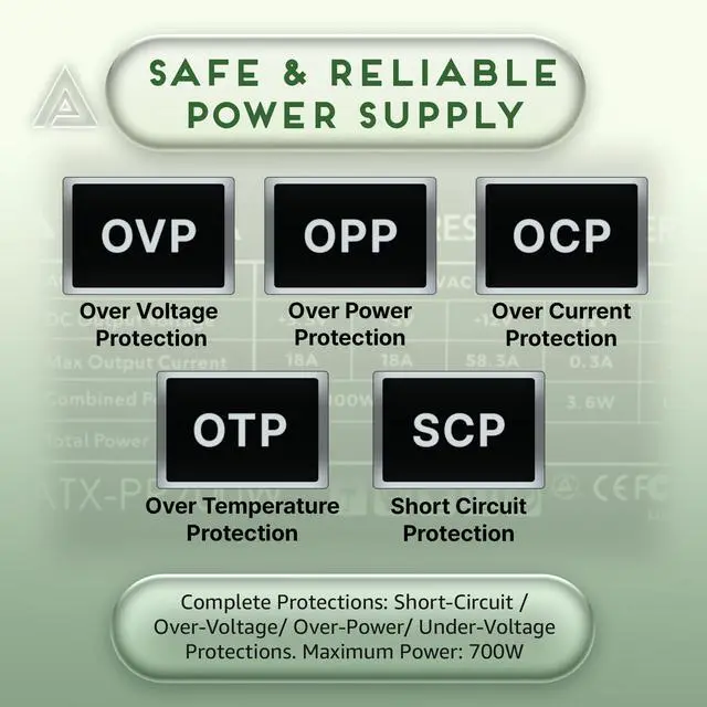 Alt view image 4 of 5 - Apevia ATX-PR700W Prestige 700W 80+ Gold Certified, ATX Active PFC, DC to DC Converter Design 135mm Silent Fan, RoHS Compliance, ATX Gaming Power Supply