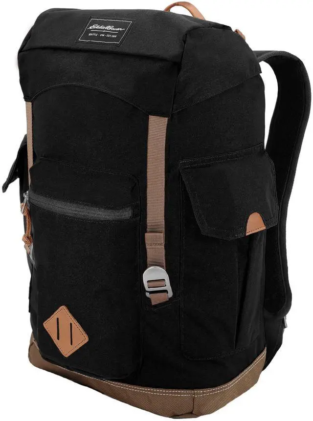 Alt view image 2 of 5 - Eddie Bauer Bygone Backpack with Exterior Pockets and Laptop Compatible Sleeve, Black, 25L