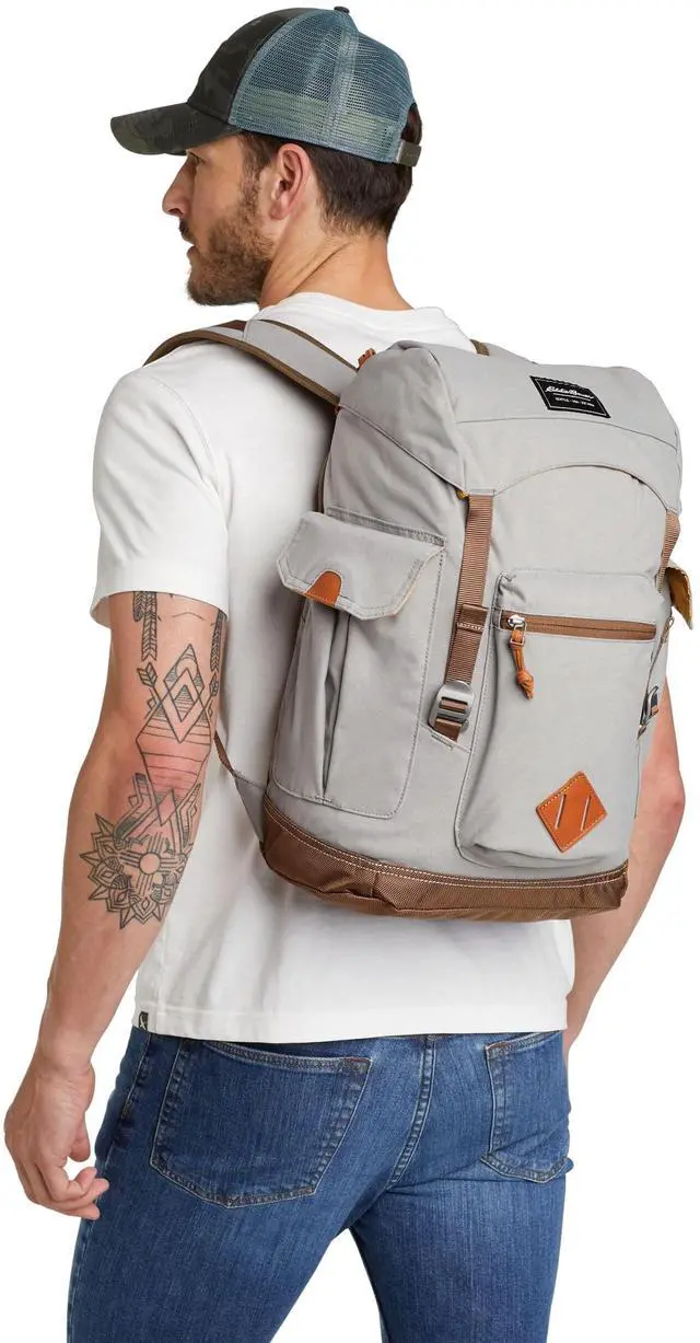 Alt view image 4 of 5 - Eddie Bauer Bygone Backpack with Exterior Pockets and Laptop Compatible Sleeve, Black, 25L