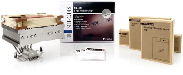 Alt view image 4 of 5 - Noctua NH-C14S, Premium CPU Cooler with NF-A14 PWM 140mm Fan (Brown)