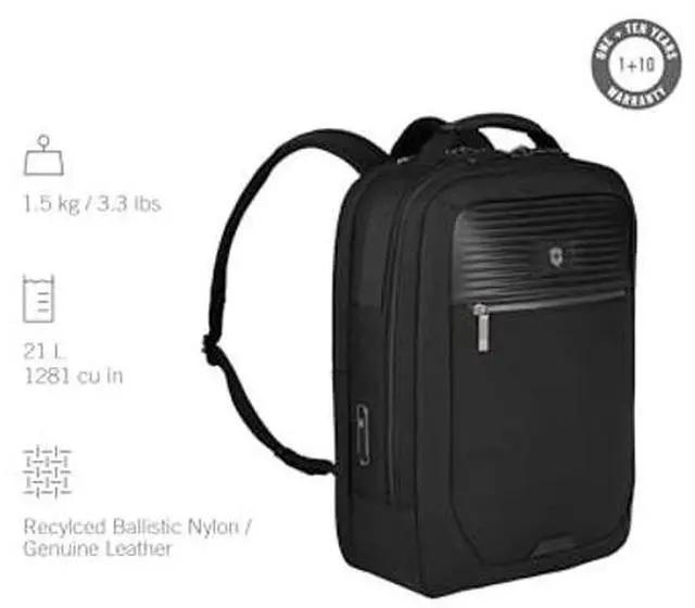Alt view image 3 of 5 - Victorinox Mythic, Deluxe Backpack, Backpack with 15.6'' Laptop and 11'' Tablet Compartment - Black