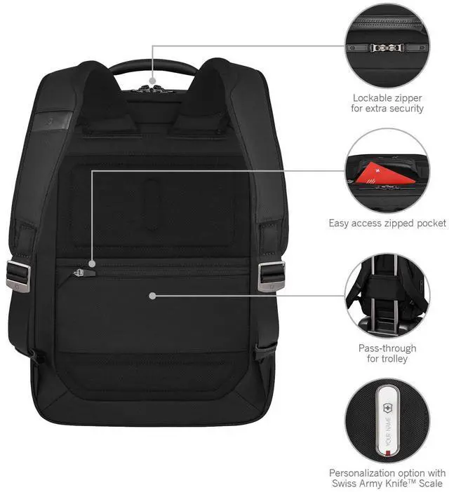 Alt view image 5 of 5 - Victorinox Mythic, Deluxe Backpack, Backpack with 15.6'' Laptop and 11'' Tablet Compartment - Black