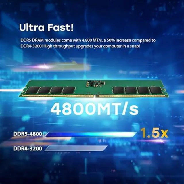 Alt view image 4 of 5 - Transcend 16GB DDR5 4800 U-DIMM 1Rx8 1.1V, RAM, Desktop Memory Module - JM4800ALE-16G