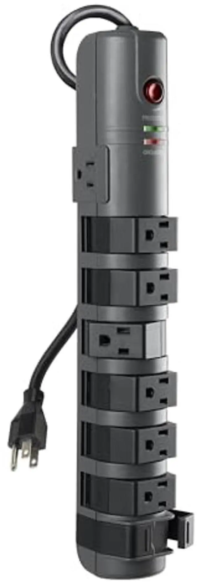 Main image of Belkin 8-Outlet Pivot-Plug Power Strip Surge Protector With 6ft Cord & Telephone Protection - Surge Protection For Up To 8 Devices - 1800 Joules Energy Rating - Gray