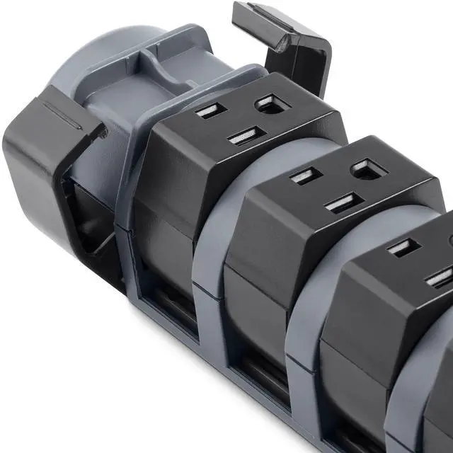 Alt view image 2 of 4 - Belkin 8-Outlet Pivot-Plug Power Strip Surge Protector With 6ft Cord & Telephone Protection - Surge Protection For Up To 8 Devices - 1800 Joules Energy Rating - Gray