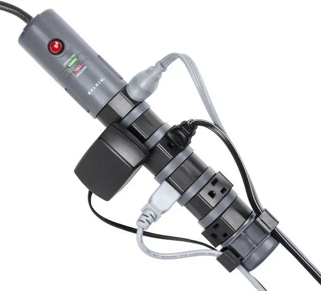 Alt view image 3 of 4 - Belkin 8-Outlet Pivot-Plug Power Strip Surge Protector With 6ft Cord & Telephone Protection - Surge Protection For Up To 8 Devices - 1800 Joules Energy Rating - Gray