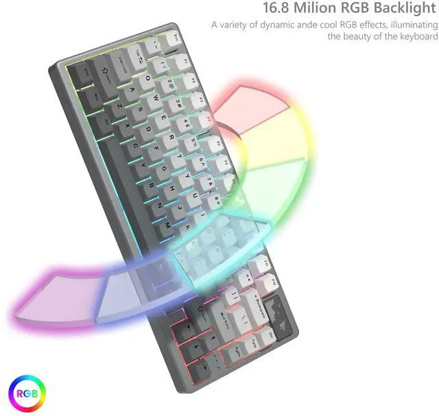 Alt view image 5 of 5 - Womier 75% Keyboard QMK/VIA, Wireless Keyboard Creamy Gaming CNC Aluminum, Tri-Mode Mechanical Key Board with 8000mAh Battery Custom Hot Swappable RGB Backlit for Windows/Mac/PC (SK71 PRO-Grey)