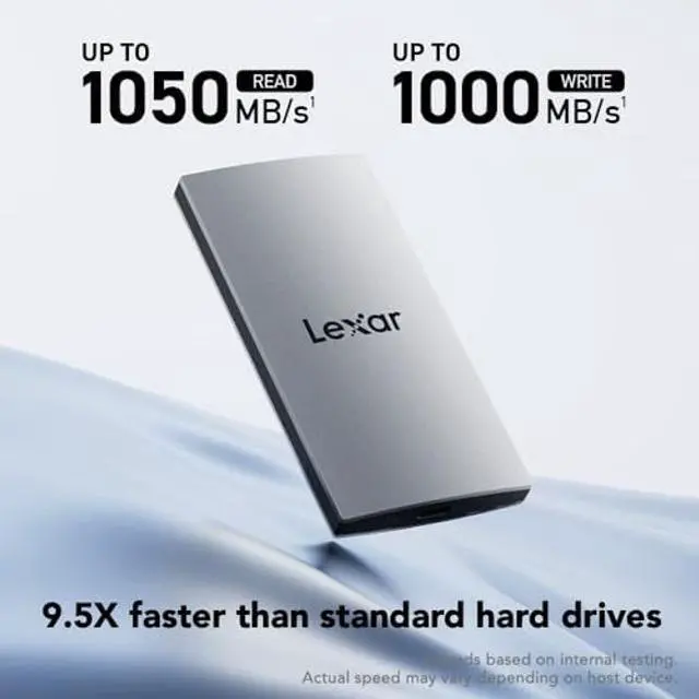 Alt view image 2 of 5 - Lexar 2TB ES3 Portable SSD, Up to 1050MB/s Read and 1000 MB/s Write, Compatible with PC & Mac, Tablets & iPad, Silver (LES3XXX002T-RNSAU)
