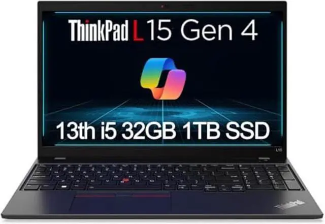 Main image of Lenovo ThinkPad L15 Business Laptop (15.6" FHD, Intel 10-Core i5-1335U (> i7-1255U), 32GB RAM, 1TB SSD), Backlit, Fingerprint, Webcam, Numeric Keypad, Thunderbolt 4, Ethernet, Win 11 Pro w/Copilot