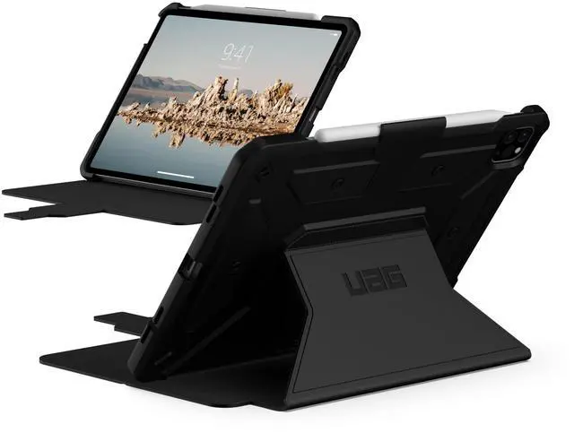 Main image of URBAN ARMOR GEAR UAG Designed for iPad Air 10.9 inch Case iPad 5th Generation 2022 Case Black Rugged Smooth Exterior Multi-Angle Viewing Folio Stand w/Pencil Holder Metropolis SE Protective Cover