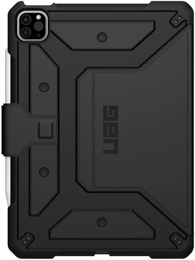 Alt view image 3 of 5 - URBAN ARMOR GEAR UAG Designed for iPad Air 10.9 inch Case iPad 5th Generation 2022 Case Black Rugged Smooth Exterior Multi-Angle Viewing Folio Stand w/Pencil Holder Metropolis SE Protective Cover