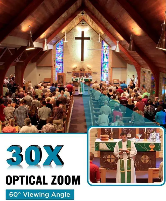 Alt view image 2 of 5 - FoMaKo NDI PTZ Camera 3G-SDI HDMI, 30X Optical Zoom,1080P60 AI Auto-Tracking PTZ Camera USB3.0 Type-C 3G-SDI HDMI, for Church Worship Education Conference Events, KN30