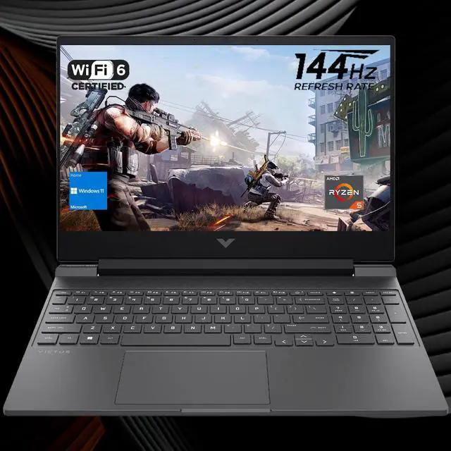 Main image of HP Victus 15.6 Ryzen 5 Gaming Laptop, 15.6 FHD 144Hz, Ryzen 5 7535HS (Beats Intel i5-13420H), AMD Radeon RX 6550M (Beats Nvidia GeForce RTX 3050), 64GB DDR5 RAM, 1TB SSD, Backlit KB, Windows 11 Home