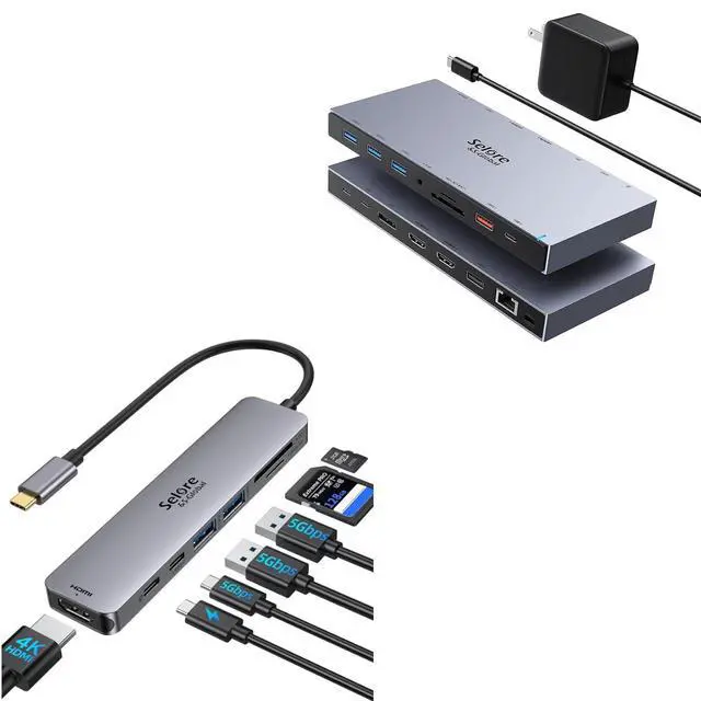 Main image of 15 in 1 USB C Laptop Docking Station with 65W Power Adapter + 7 in 1 USB C Hub HDMI Adapter for MacBook Pro/Air,