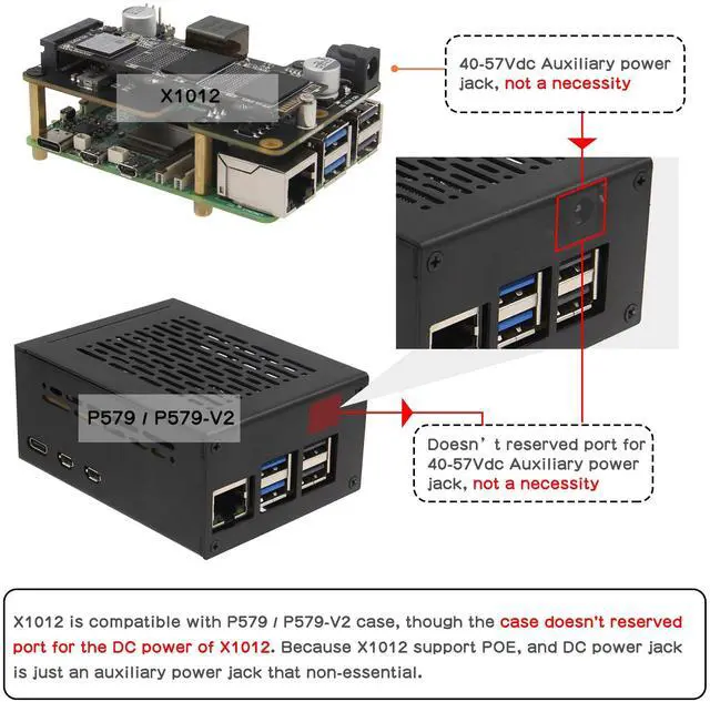 Alt view image 4 of 5 - Geekworm X1012 PCIe to M.2 HAT Key-M NVMe SSD and POE Shield + Metal Case P579 for Raspberry Pi 5