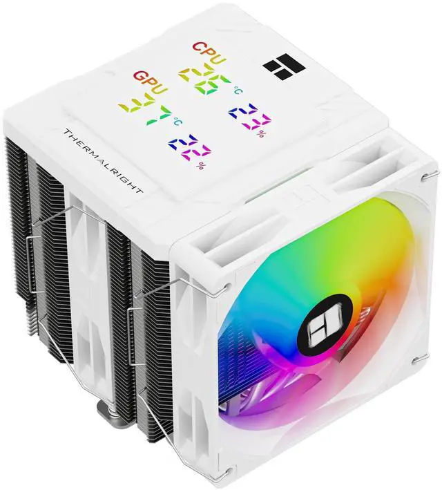 Main image of Thermalright Peerless Assassin 120 Digital ARGB White CPU Air Cooler, Digital Screen Top Cover,6 Heatpipes Computer CPU Cooler, for AM4/AM5,Intel LGA1700/1851/1150/1151/1200, PC Cooler-White ARGB