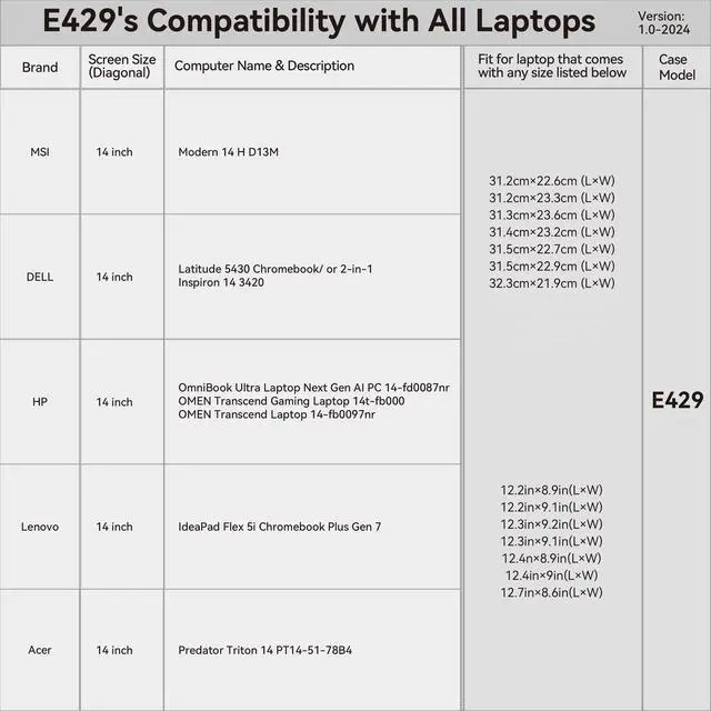Alt view image 2 of 5 - Smatree 14 inch Laptop Sleeve for Acer Predator Triton 14 PT14-51-78B4 Gaming Laptop, Acer Protective Computer Case with Accessory Pocket, YKK Zipper, Patented Super Corner Design (E429)