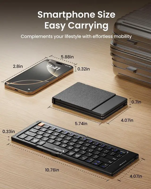 Alt view image 2 of 5 - ProtoArc XK04 Foldable Compact Keyboard with EM05 NL Vertical Wireless Trackball Mouse