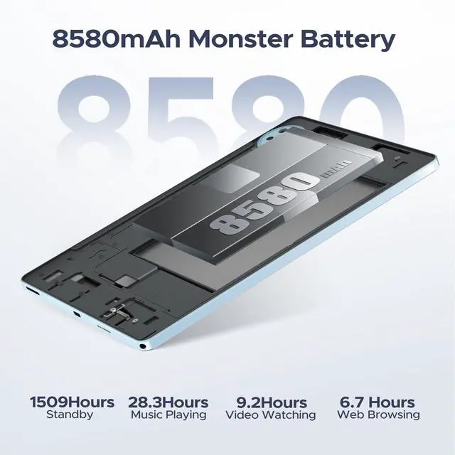 Alt view image 5 of 5 - DOOGEE Android 15 Tablet, 11 inch Android Tablet 16GB+128GB/2TB TF Octa-Core,90Hz Display, 8580mAh,1080P,Bluetooth 5.0+5G WiFi, 13MP+5MP, Face ID,Metal Body-Black