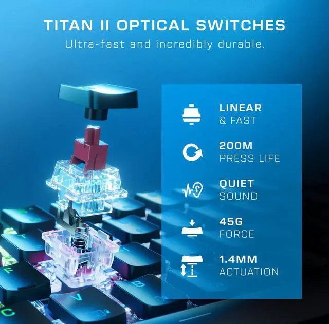 Alt view image 5 of 5 - Turtle Beach Vulcan II Mini Air 65% Wireless Optical Mechanical Gaming Keyboard, Bluetooth, Customizable RGB Lighting, Detachable Cable, Smart Keys, On-Board Profiles, 200M Keystroke Life - Black