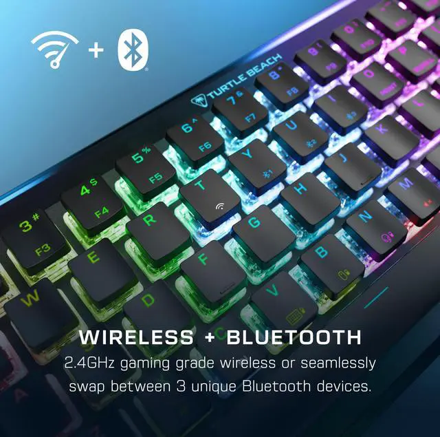 Alt view image 3 of 5 - Turtle Beach Vulcan II Mini Air 65% Wireless Optical Mechanical Gaming Keyboard, Bluetooth, Customizable RGB Lighting, Detachable Cable, Smart Keys, On-Board Profiles, 200M Keystroke Life - Black