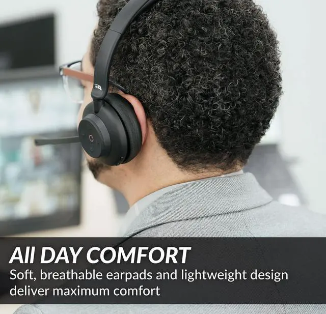 Alt view image 5 of 5 - Cyber Acoustics Professional Wireless Headset with AI Noise Cancelation (HS-1500BT II) - Includes ANC and AI-Powered Noise Canceling Tech for Professional Sounding Calls, USB-C Bluetooth Dongle