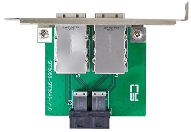 Main image of xiwai Dual Ports Mini SAS SFF-8088 to Internal SAS HD SFF-8643 PCBA Female Adapter with Low Profile Bracket